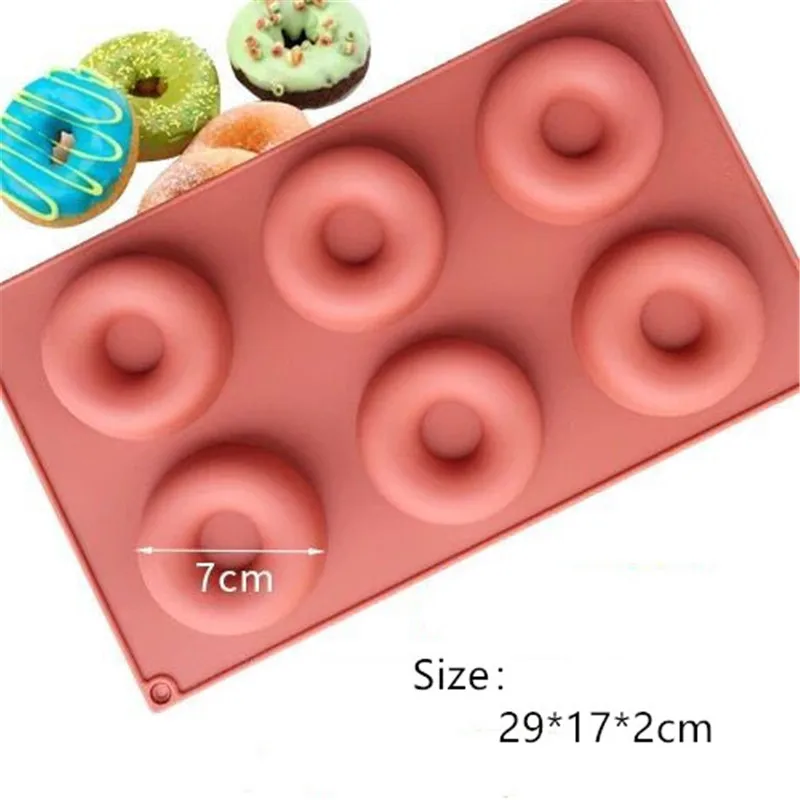 6 Holes 6/8/18 Holes Donut Silicone Mold Chocolate Silicone Mold Ice Cubes Soap Cookies Mould Jelly Fondant Molds Cake Baking Tools - Цвет: 6 Holes