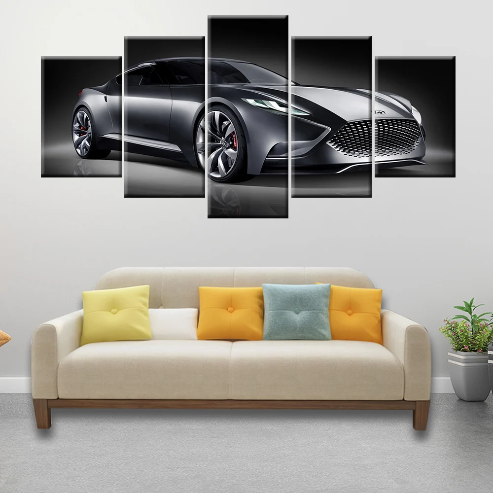 Картины на холсте модульная Настенная картина постер в рамке 5 шт. блестящая