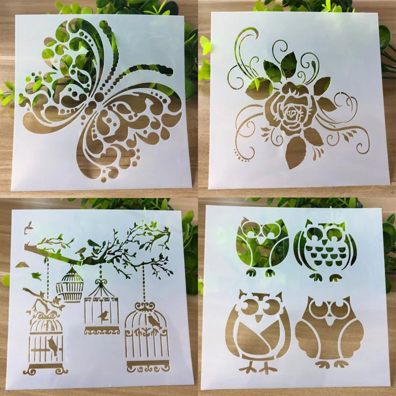 4pc Openwork Flower Stencil DIY Scrapbooking Album Decorative Accessories Template Drawing Stencils For Children | Канцтовары для