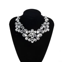 zmzy 2021 new bohemian statement glass crystal necklace women flower pendant necklace ribbon choker bib collar necklace