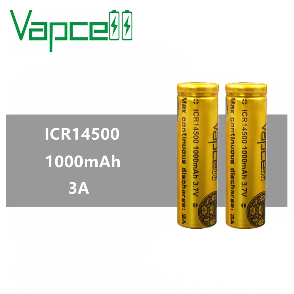 Аккумулятор Vapcell 14500 2 шт. батарея 1000 мАч 3 А ICR14500 для фонариков небольшие