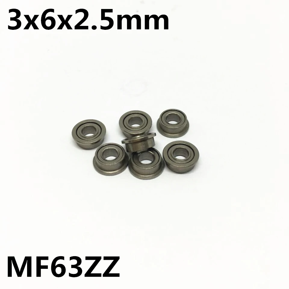 10Pcs MF63ZZ 3x6x2.5 mm Flange Bearings Deep Groove Ball Bearing High Quality MF63Z MF63