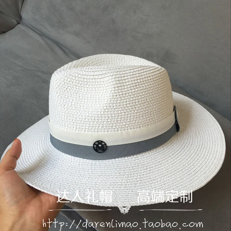 Весенне-летняя двухцветная соломенная шляпа для отдыха с двойным металлическим