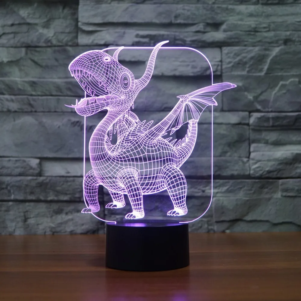 3D животное дракон/собака/лошадь ночник креативный Настольный светильник 7 цветов