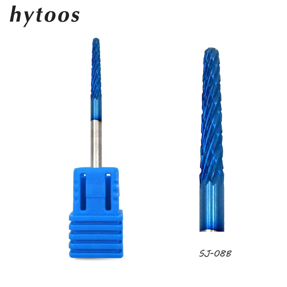 08SB HYTOOS синие вольфрамовые карбидные сверла для ногтей 3/3" роторные сверла маникюрные наконечники для сверл аксессуары для ногтей фреза Инструменты - Цвет: 08SB