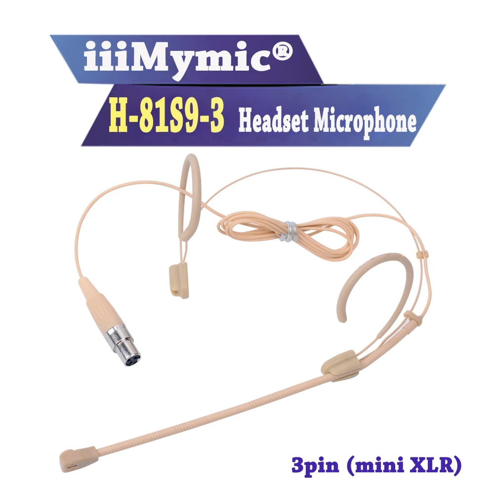 IiiMymic H 81S9 3 3pin мини XLR Сделано в Китае TA3F Разъем Бежевый головной гарнитуры