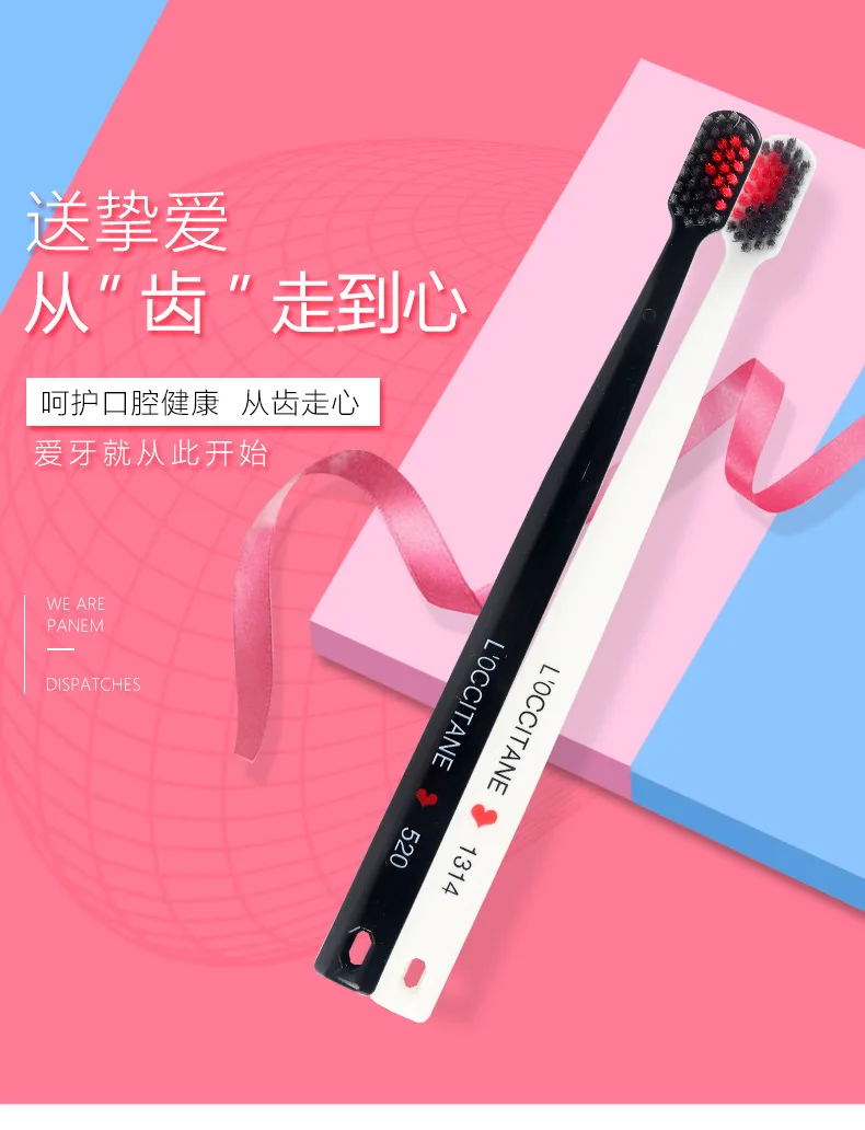 2 штуки упак. влюбленная пара бамбуковых угольных зубных щеток портативная