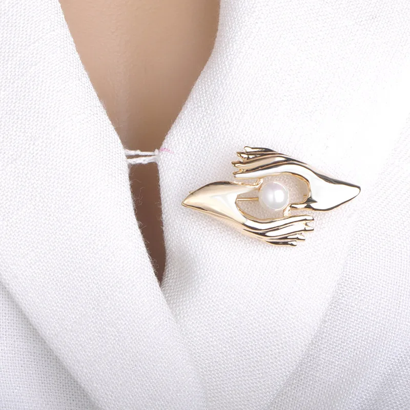 Funmor специальное предложение две брошки в виде рук имитация жемчуга