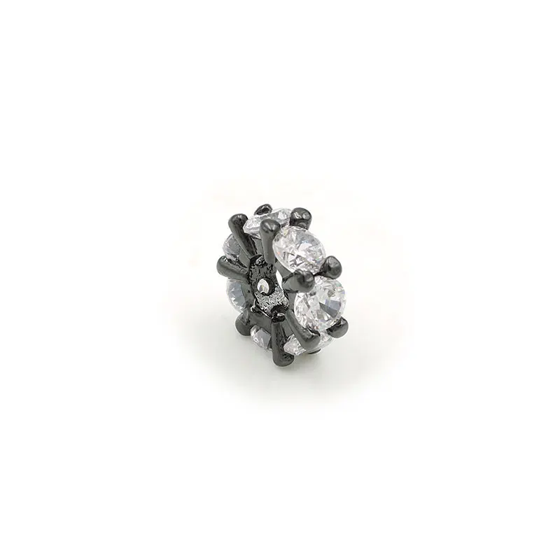 Black 8*8*3 мм 10*10*4 мм микро проложить прозрачные круглые, с цирконом раздельные бусины, установка для изготовления DIY браслеты или ожерелья ювелирные изделия - Цвет: Black