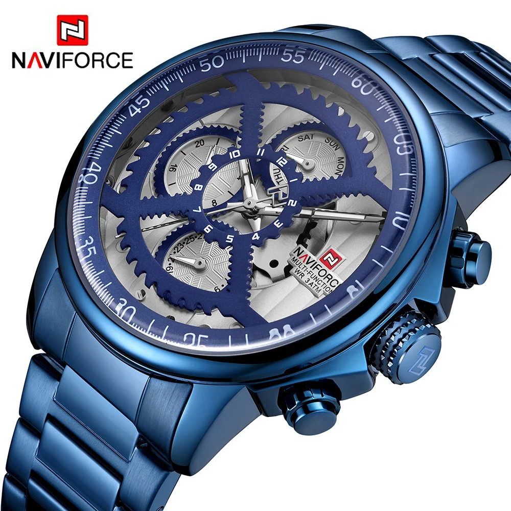 Naviforce 9150 мужские s часы лучший бренд класса люкс кварцевые часы Стальные мужские военные водонепроницаемые спортивные наручные часы мужские