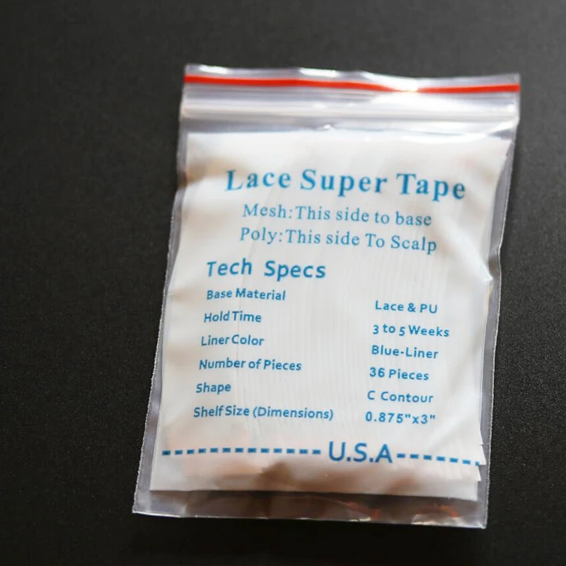 10 bags./lot  super qualtiy Free shipping 36pc/lot , high quality lace super tape for toupees /men's wig