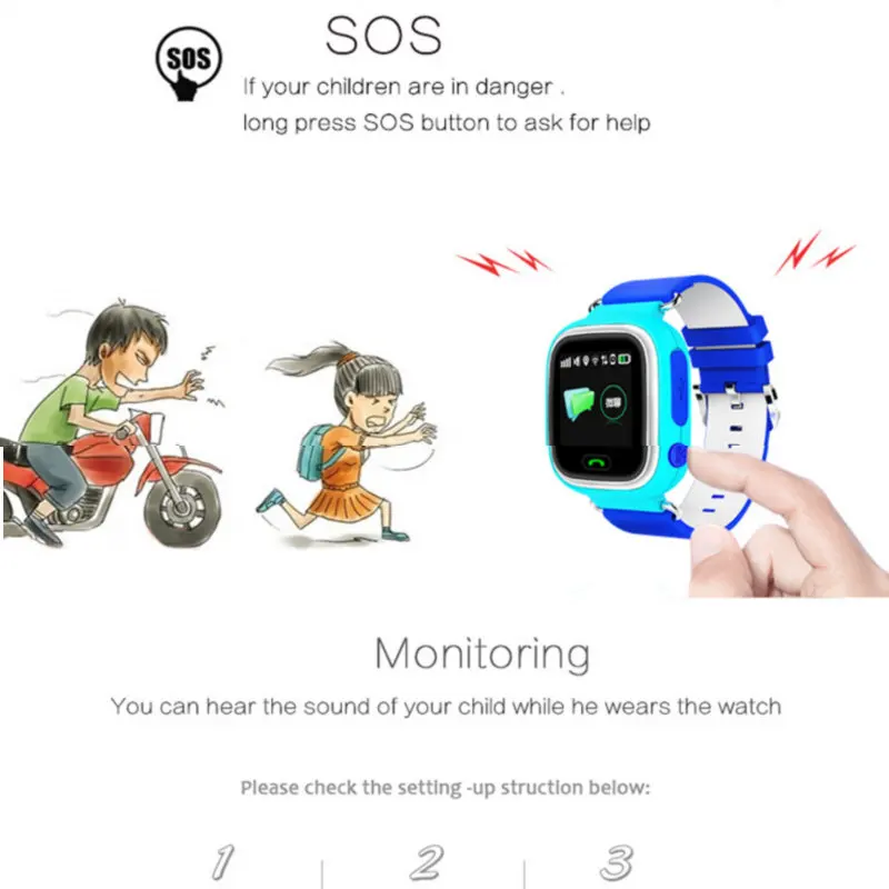 Детские смарт часы Q90 с GPS детские функцией определения местоположения телефона 1