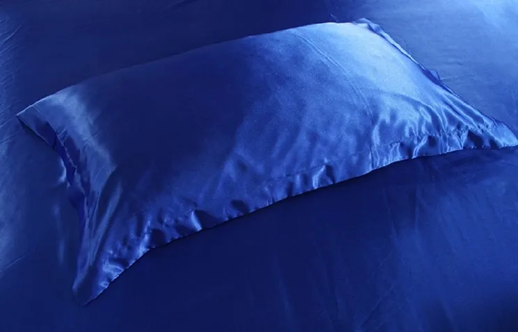 Королевский синий комплект постельного белья с пододеяльником Шелковый сатин