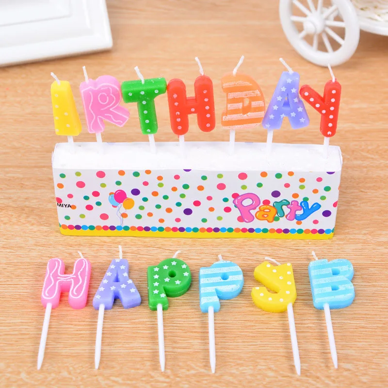 1 шт. 3 вида стилей экологическая английская свеча с надписью Happy Birthday для детей