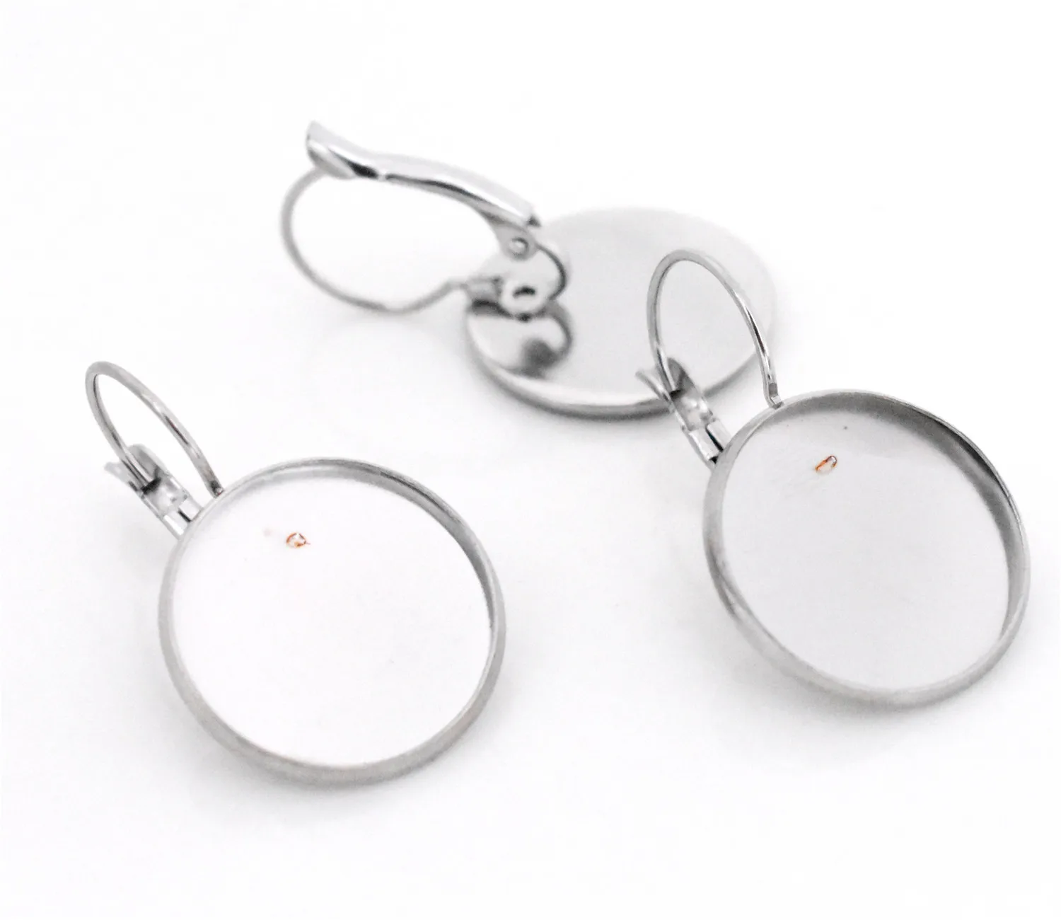 

( Never Fade ) 18mm 10pcs Stainless Steel French Lever Back Earrings Blank/Base,Fit 18mm Glass Cabochons,Buttons