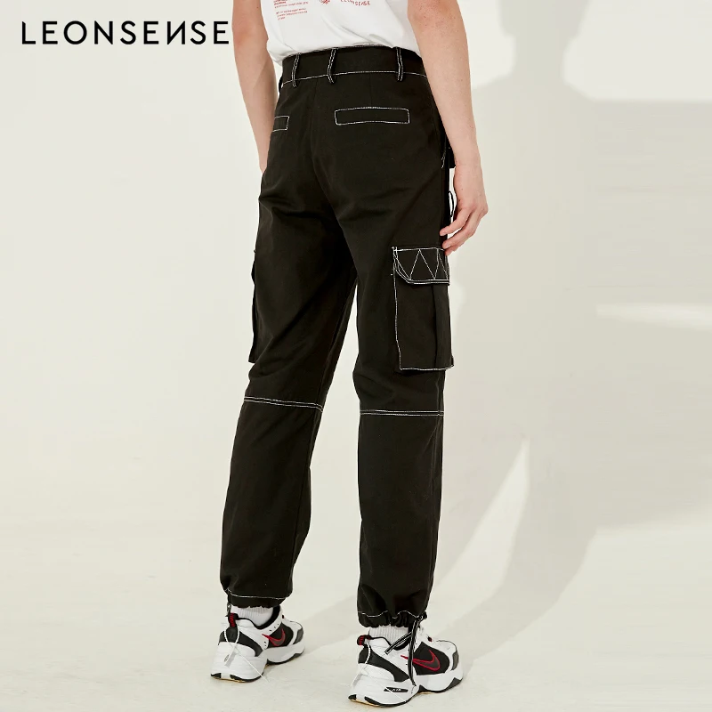 Leonsense 2018 новые Брендовые мужские модные брюки карго с вышитым логотипом