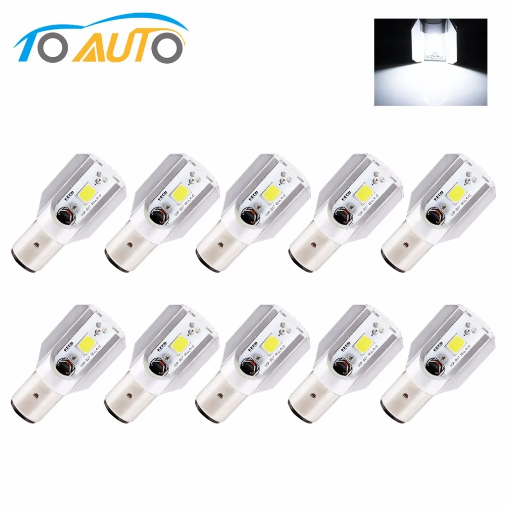 10 шт. H6 светодиодные лампы для мотоциклетных фар COB Led 1000LM BA20D лампа Скутер ATV