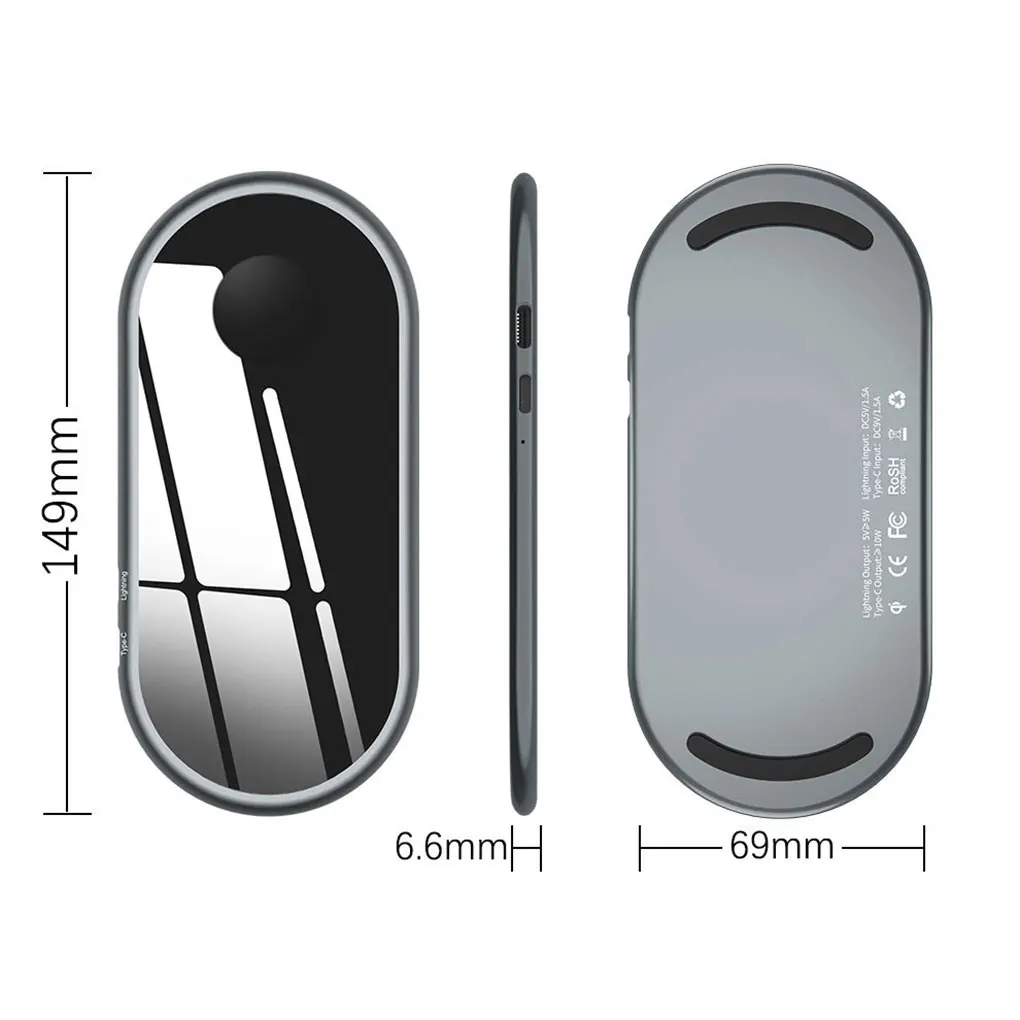 

Dual Coil Mobile Phone Smart Watch Wireless Charger Cellphone Wireless Charging Pad Dual Interface