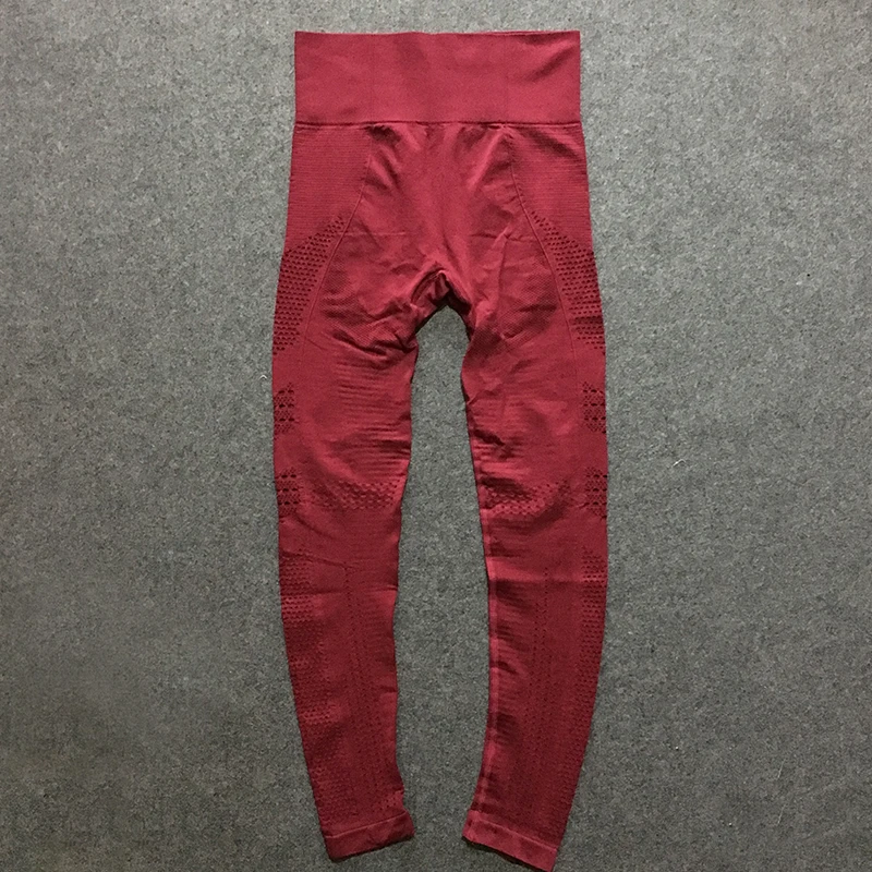 burgundy leggings Спортивный комплект из 2 предметов, тренировочная одежда для женщин, безупречный трикотажный топ с длинным рукавом+ бесшовные леггинсы, комплект из 2 предметов для йоги - Цвет: burgundy leggings
