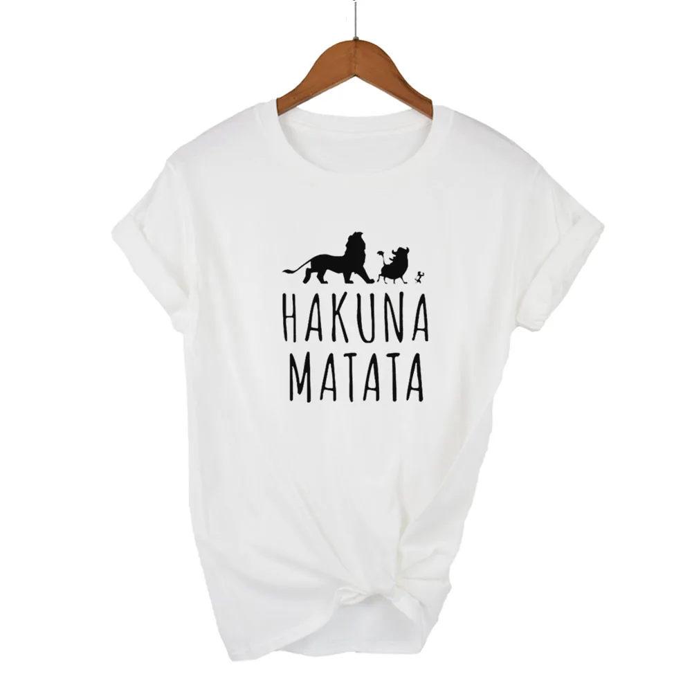 Hakuna Matata футболка с буквенным принтом Homme Летняя женская футболка с коротким рукавом размера плюс Женский Повседневный Топ из хлопка