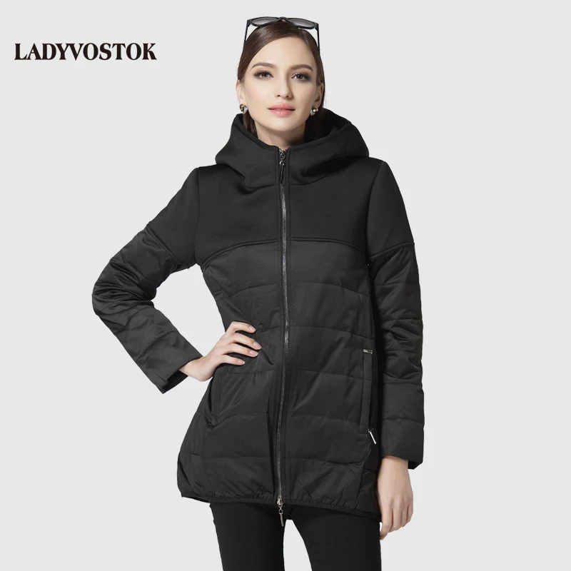 LADYVOSTOK Женское пальто парка Куртка Повседневная Модная Тёплая Зимняя С Капюшоном
