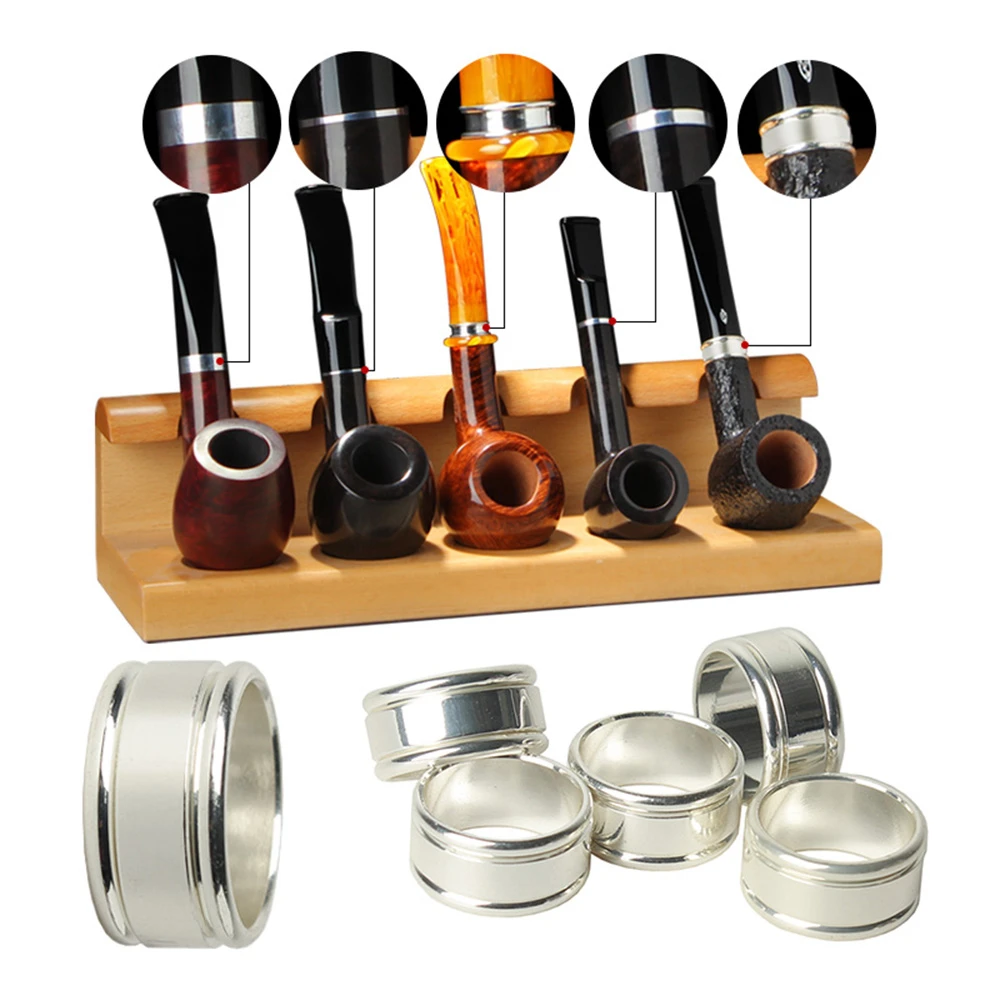 

RU-MUXIANG 10 Pc/lot silvery plated Copper ring DIY Pipe making tools protecting Smoking Tobacco Pipe Decoration Hoop jh0019