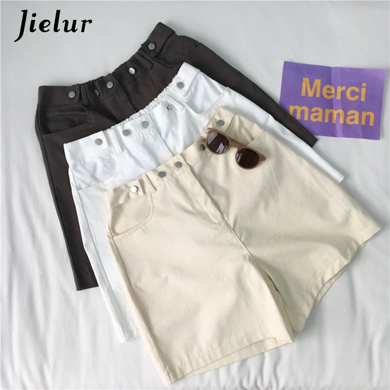 Jielur Capris Women Loose Casual Wide Leg High Waist Pockets 3 Colors Womans Short Harajuku Chic Feminino New 2019 Summer | Женская