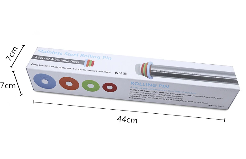 1pc Kitchen Baking Tools Stainless steel Rolling Pins 17&quot Adjustable Roller with Removable Rings Fondant Pin | Дом и сад