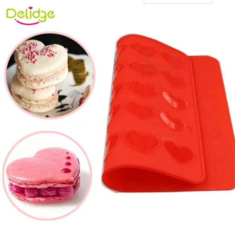 Delidge 1 шт. 30 отверстия Сердце силиконовый коврик для выпечки 3D Макарон выпечки Десерт коврик термостойкие многоразовые формы для выпечки мат