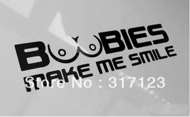 (100 шт./лот) оптовая продажа BOOBIES MAKE ME SMILE забавная наклейка для автомобиля