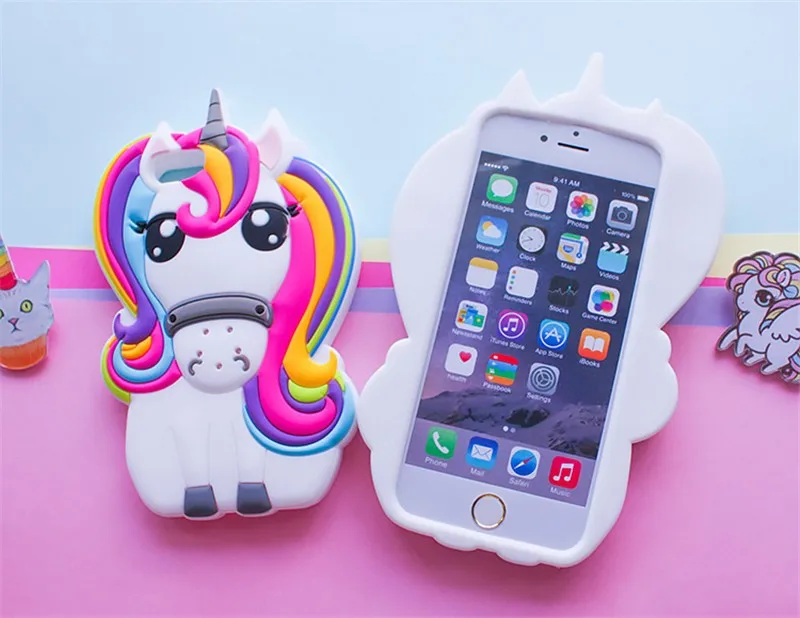 Модные Радуга Единорог Лошадь Coque чехол для iPhone 7 мультфильм Симпатичные мягкие