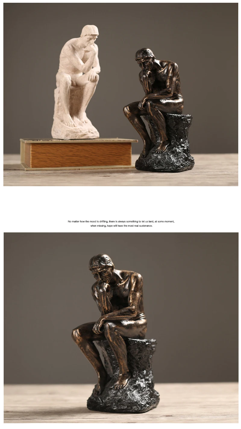 Rodin the Thinker статуя и скульптура Изобразительное искусство мужская фигура в Стиле Ню европейские, полимерные статуэтки комната домашнее украшение для подарков TS016