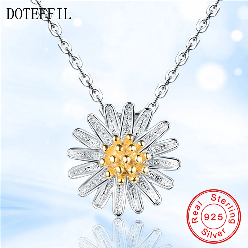 Женское ожерелье из серебра 925 пробы с подвеской в виде маргариток|pendants for women|silver