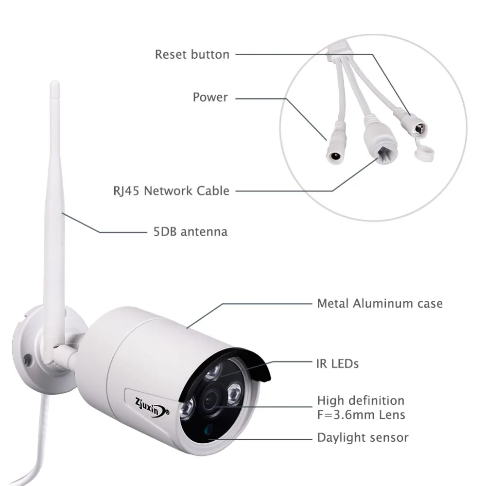 Zjuxin 2.0MP Wifi IP камера облачная Onvif AI 1080P HD беспроводная наружная Водонепроницаемая инфракрасная камера ночного видения с TF