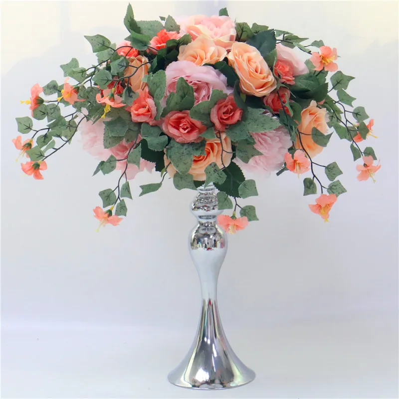 008 Only flowers Пользовательские 35 см искусственные цветы розы мяч свадебное расположение декора фон T станция Стенд цветы домашний стол садовый декор - Цвет: 008 Only flowers