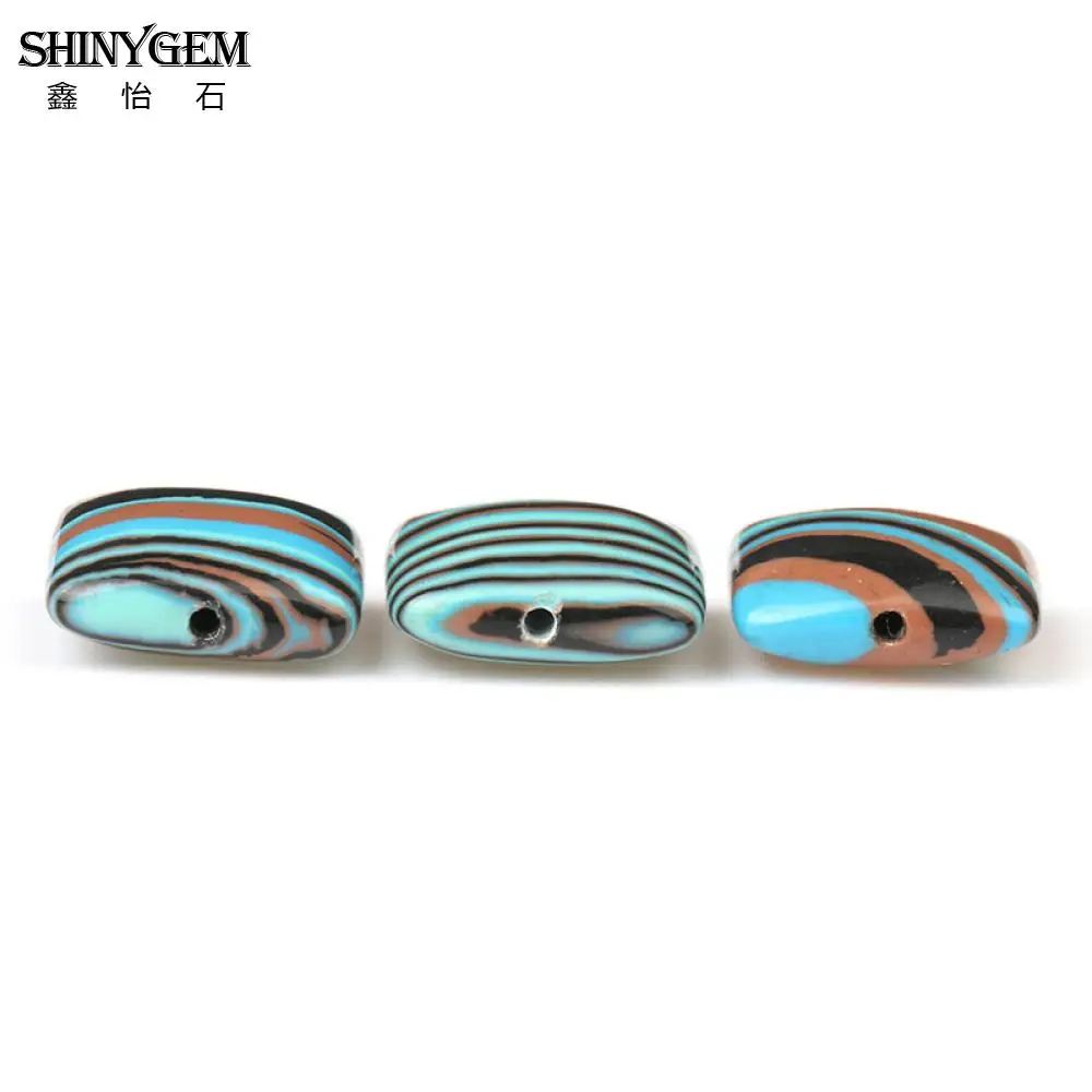 ShinyGem 12 мм квадратные каменные бусины черный коричневый узор в полоску Синий