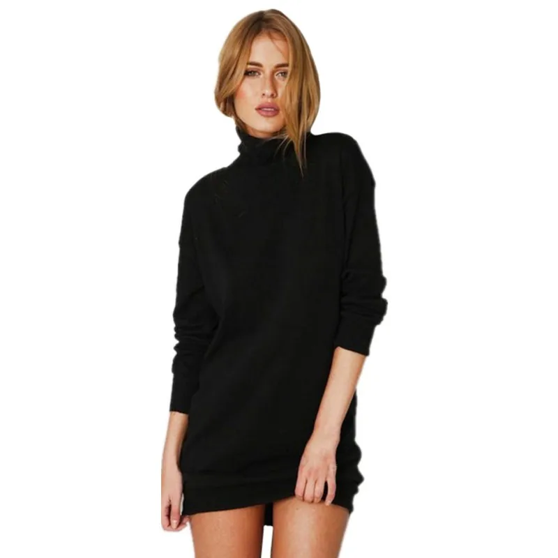 

Lady New Fashion High-Neck Autumn Winter Warm Stretch Sweaters Long Sleeve Knit BodyCon Slim Sweater Black
