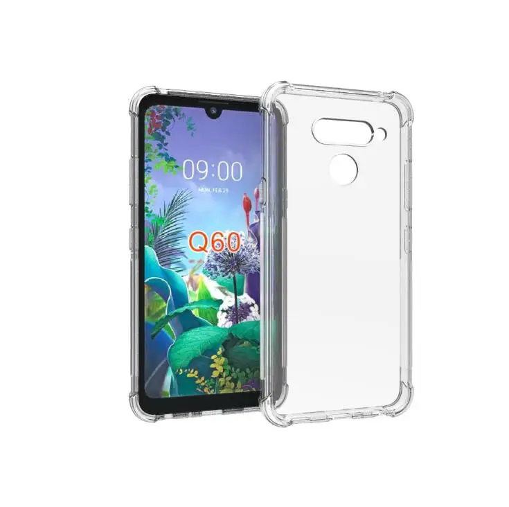 Для LG Q60 K50 K40 K12 Max Plus Prime прозрачный чехол + закаленное стекло Мягкий ТПУ гелевый