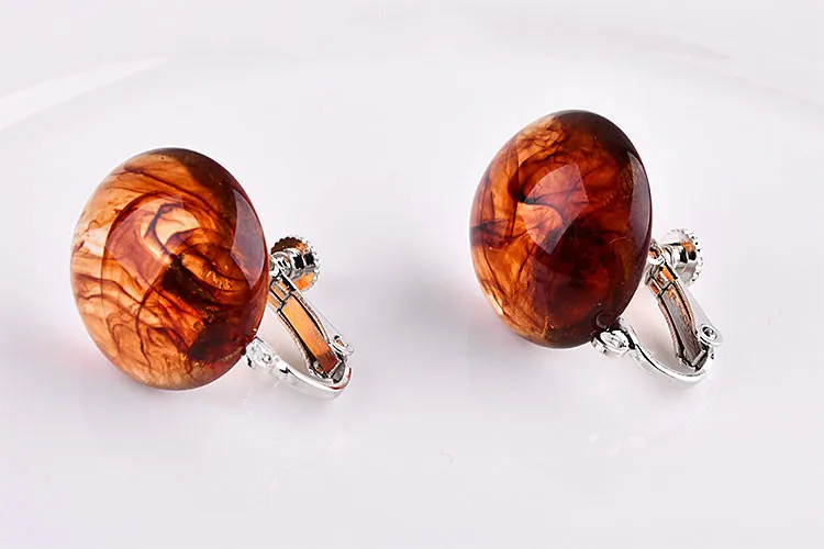 Японские и корейские полукруглые серьги Харадзюку из смолы с имитацией мрамора