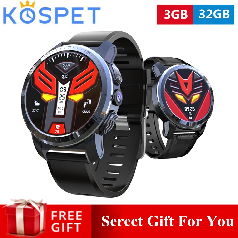 Kospet Optimus Pro Смарт-часы gps двойная система WiFi Android 7.1.1 система/Спорт управление/8.0MP камера 3 Гб ram 32 Гб rom