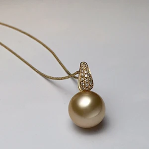 necklace Sinya, 12 мм, набор украшений с золотым жемчугом southsea, инкрустация настоящими блестящими бриллиантами, ожерелье, серьги, кольцо, набор, лучший подарок для любимой мамы - Цвет камня: necklace