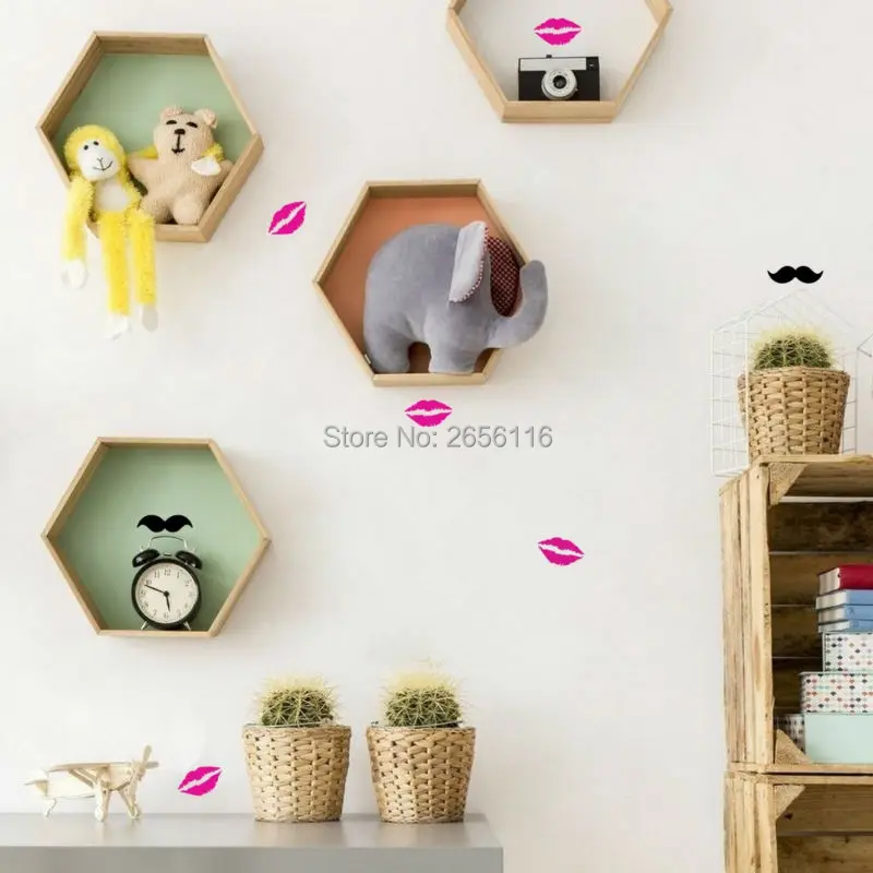 Виниловые Настенные стикеры сделай сам с усами и красными губами настенные