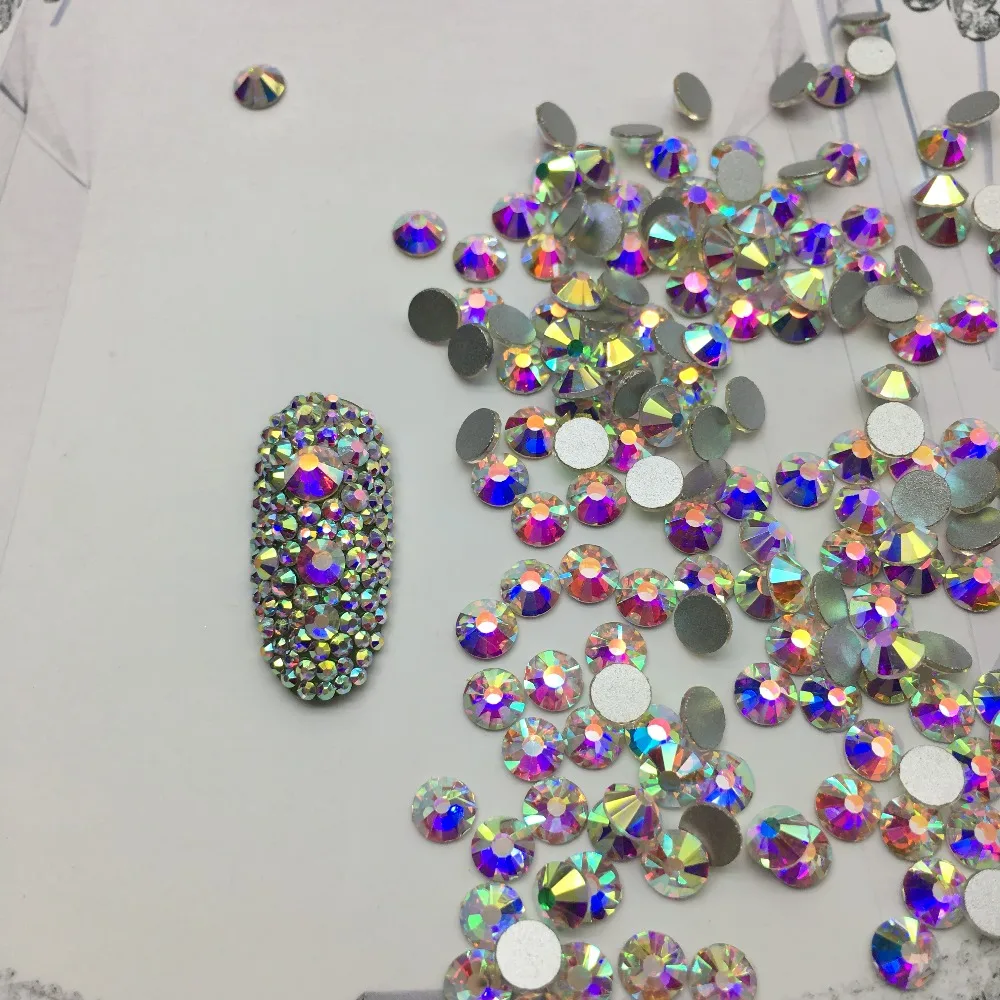Высококачественные кристаллы AB Glass Стразы Украшения для дизайна ногтей камни без