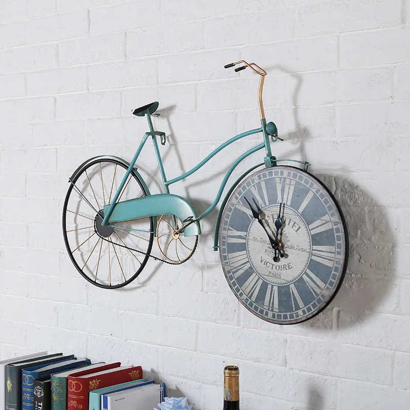 Большие креативные настенные часы с велосипедом винтажные аксессуары для