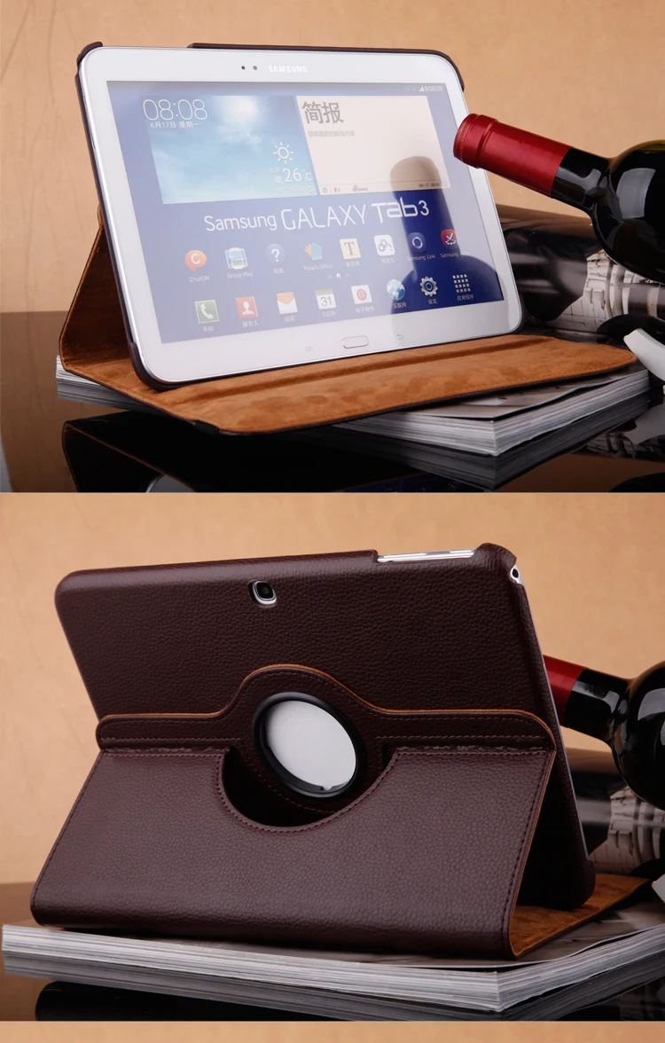 Кожаный чехол книжка с подставкой вращающийся на 360 градусов для Samsung Galaxy Tab 3 10 1