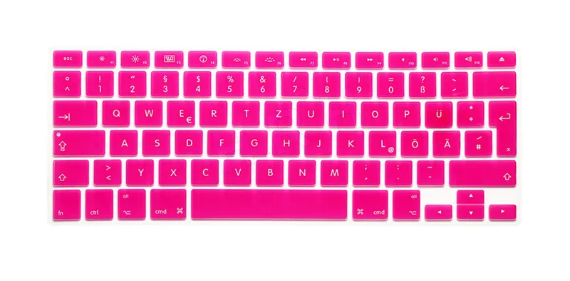 Hot pink HRH водонепроницаемый немецкий язык ЕС/Великобритания Силиконовый чехол для клавиатуры защита кожи для Macbook Air Pro retina 13 15 17 - Цвет: Hot pink