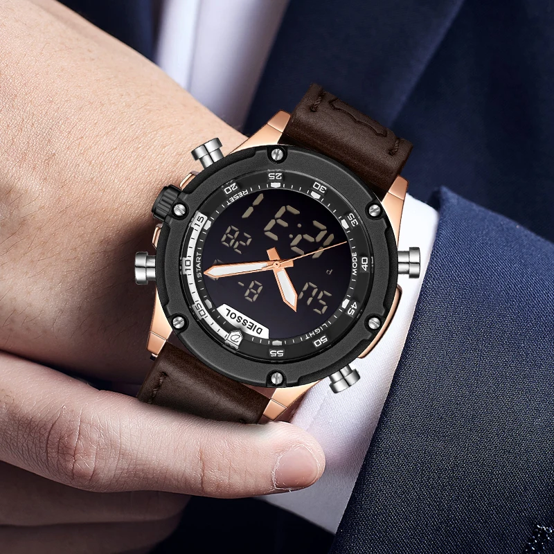 Дизсол Брендовые Часы мужские модные кварцевые повседневные спортивные