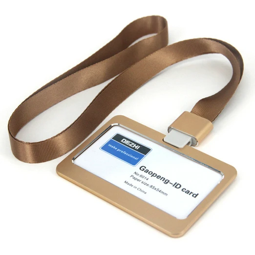 H gold set Genuine DEZHI Aluminum Alloy Employee Id Card Information card Holders Customize Logo Metal Badge Holder - Цвет: H gold set