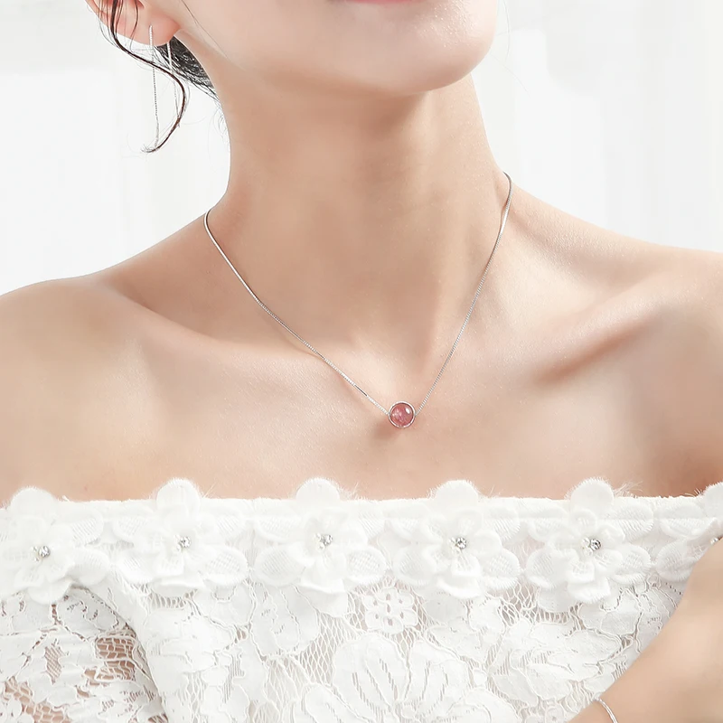 Кристалл 925 пробы серебро округлое ожерелье чокер Для женщин Подвески Роскошные