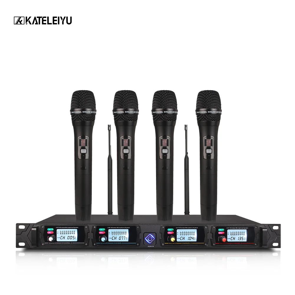 4 microphone Беспроводная микрофонная система 8000GT Профессиональный UHF канал динамический микрофон Профессиональный 4 караоке микрофон сценический микрофон - Цвет: 4 microphone